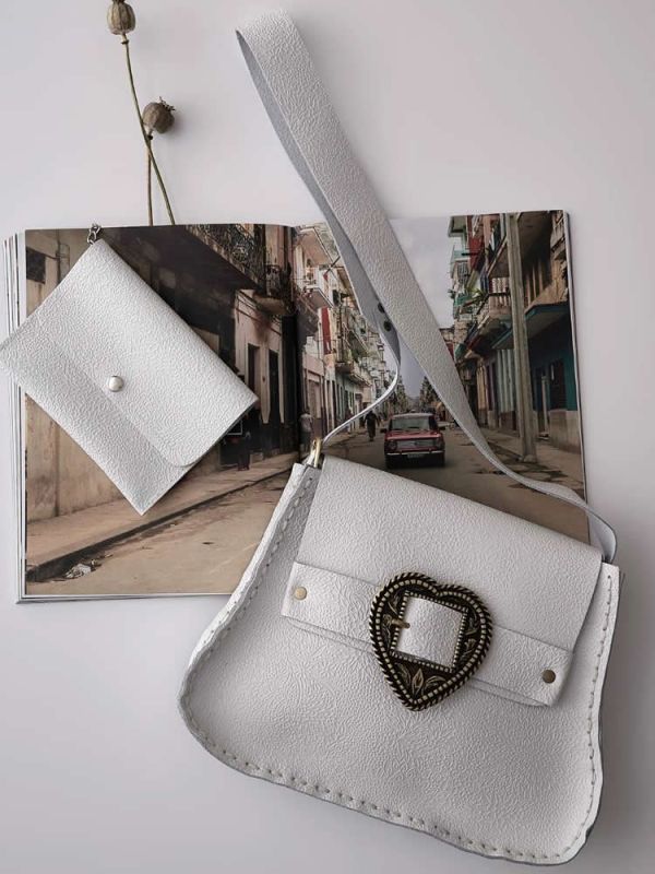 The power of love off white bronze bag INDIVIDUAL ART LEATHER