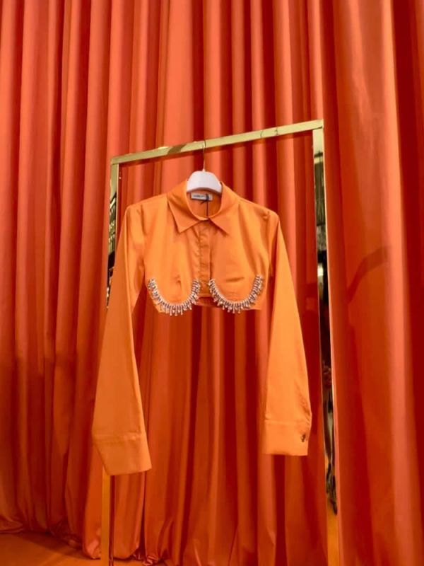 Πουκάμισο cropped orange shirt TS22-113 MILKWHITE