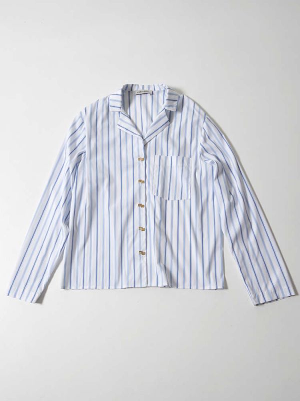 Πουκάμισο blue stripes shirt TS22-301 MILKWHITE