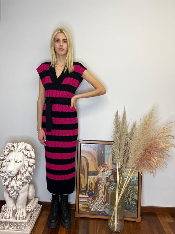 Dress stripes magenta W0484 COMBOS KNITWEAR