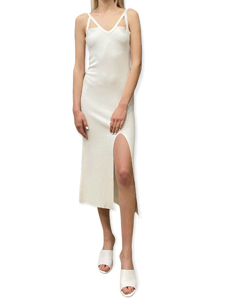 Φόρεμα maxi άσπρο S014 COMBOS KNITWEAR