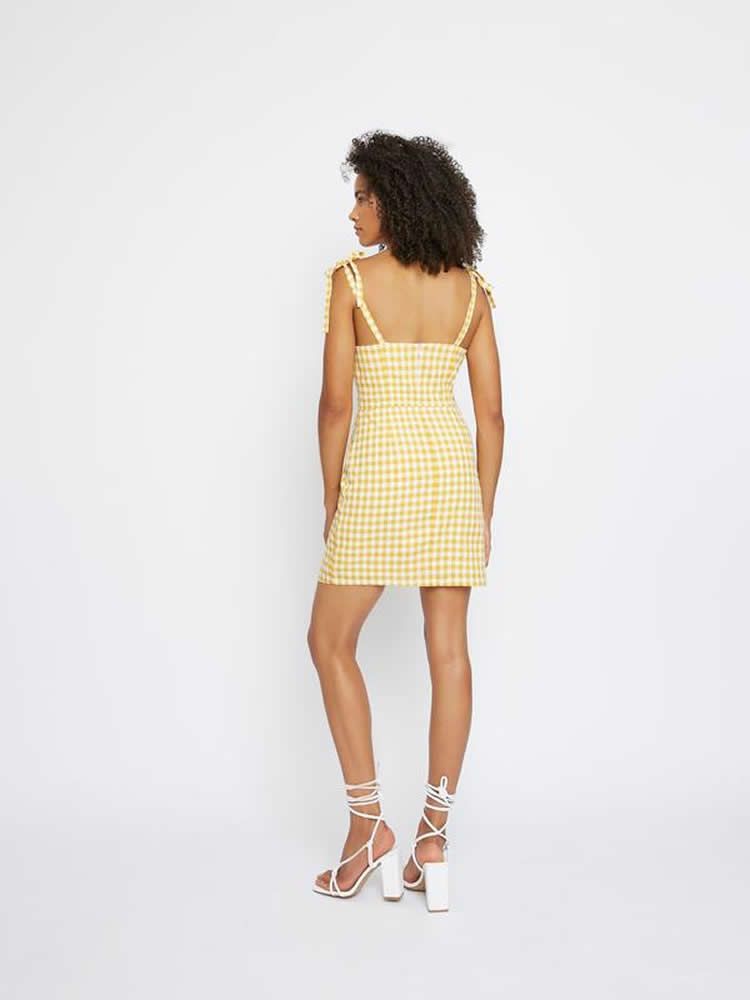 Φόρεμα checkered κίτρινο AN3923 GLAMOROUS