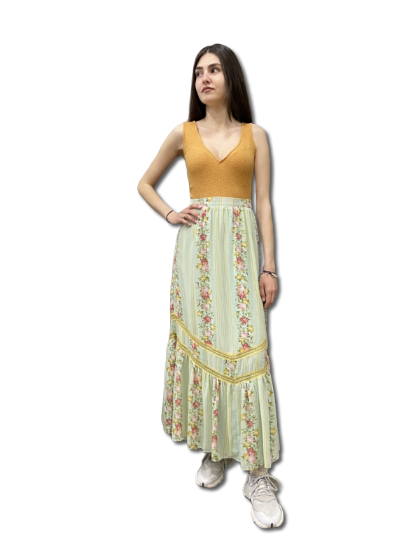 Φούστα floral long skirt mint AN3944 GLAMOROUS