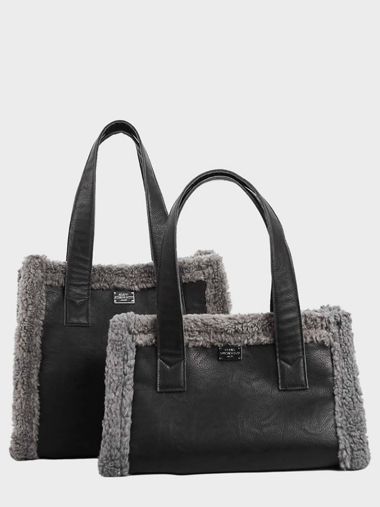 Τσάντα ώμου Shopper Bag Black Grey Short ELENA ATHANASIOU 