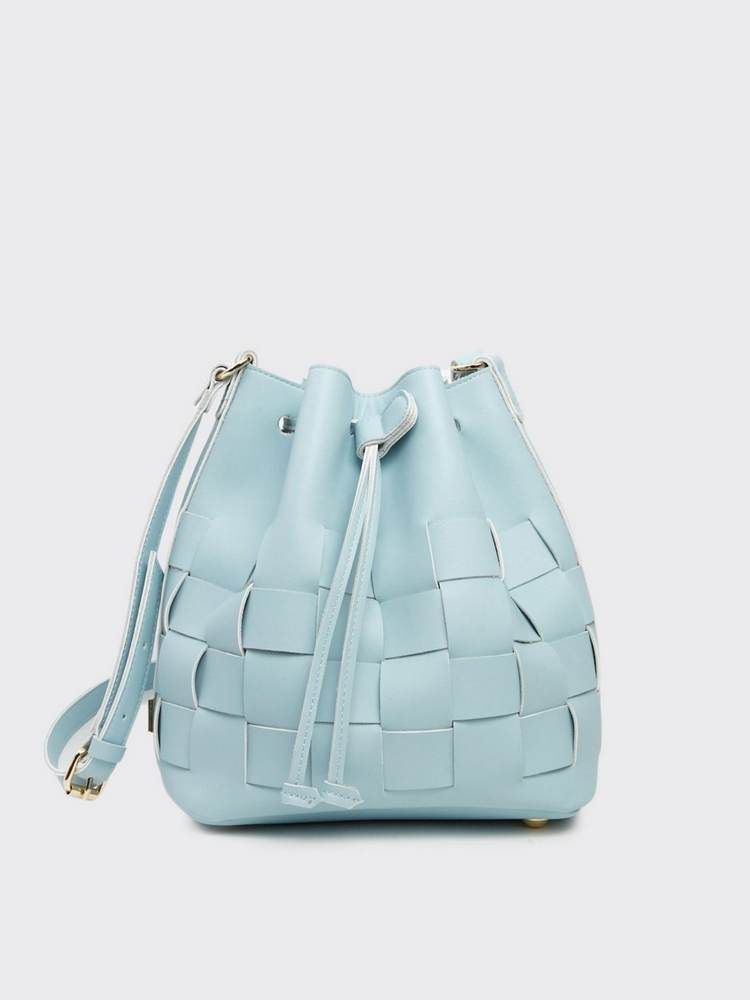 Τσάντα πουγκί Straw pouch bag baby blue  ELENA ATHANASIOU