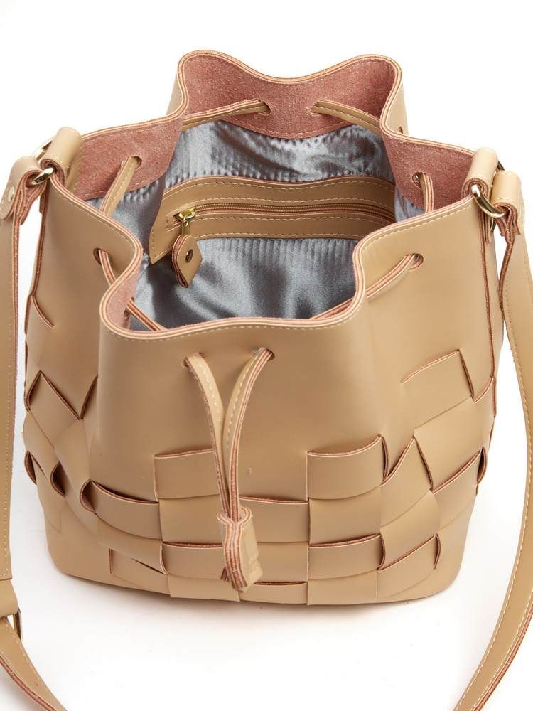 Τσάντα πουγκί Straw pouch bag caramela ELENA ATHANASIOU