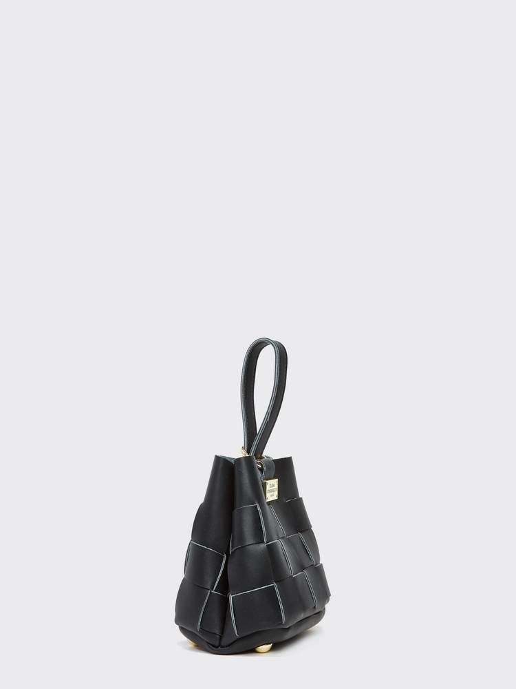 Τσάντα πουγκί Tiny Straw bag black ELENA ATHANASIOU