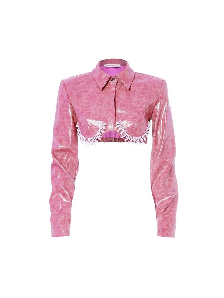 Πουκάμισο cropped pink shirt TF22-126 MILKWHITE