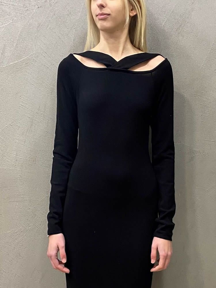 Φόρεμα πλεκτό μακρύ μαύρο W161 COMBOS KNITWEAR